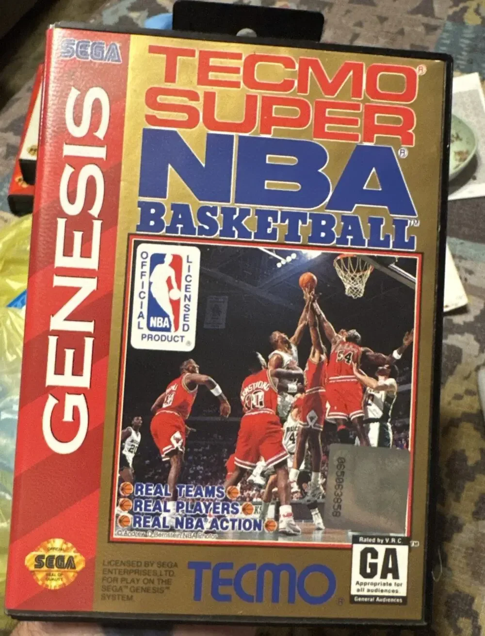 Tecmo Super NBA Basketball (Sega Genesis, 1993) Complete In Box With Manual